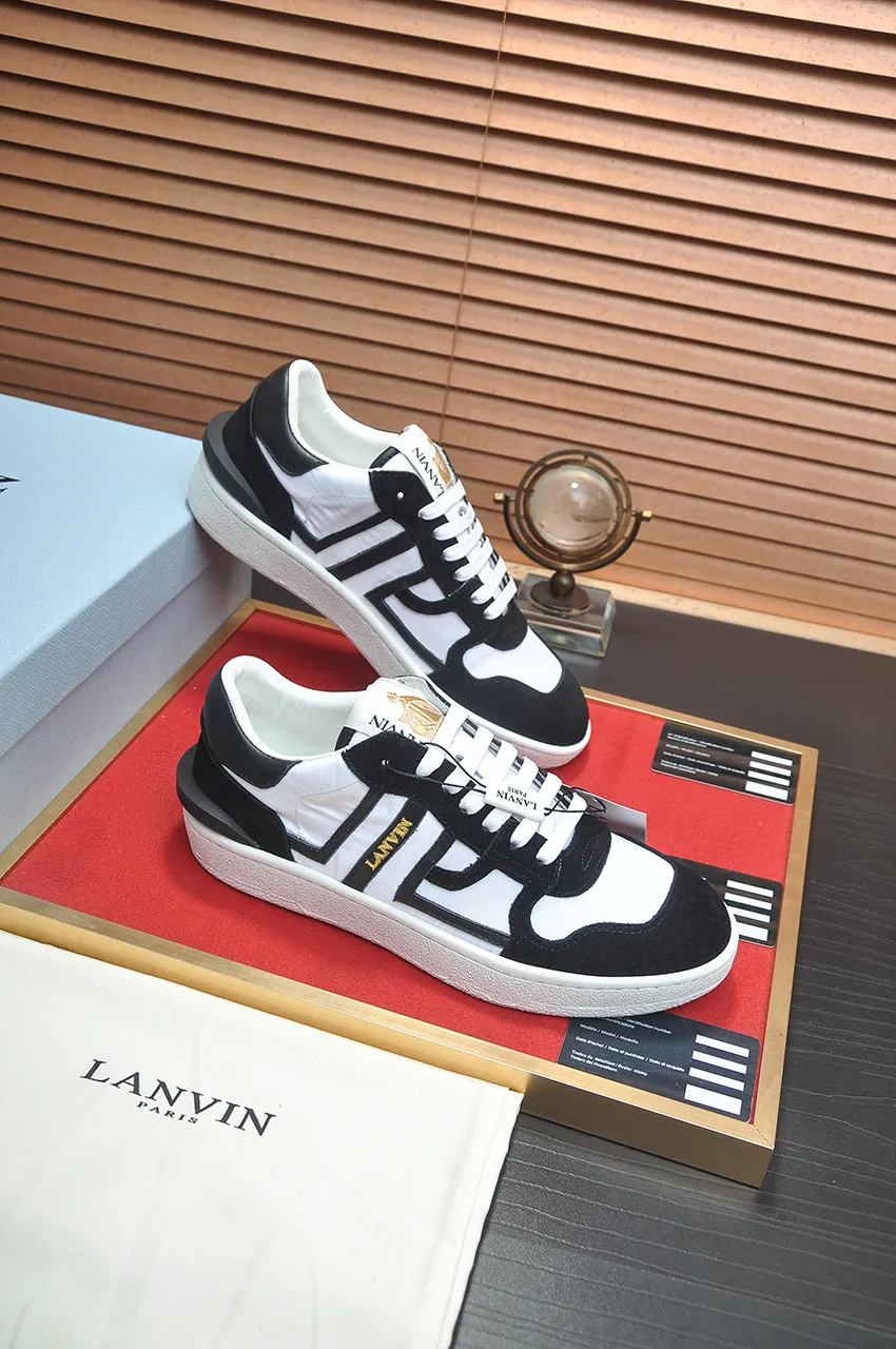 Men's men's shoes💰540💶[LANVIN] The latest lace-up fashionable casual couple sneakers, high-quality CLAY couple series‼ ️ The latest trendy products of the season 🌈Many bloggers have planted grass and purchased the original open-mold customization. The upper and outsole are sewn with mark threads without edge sealing. A variety of material splicing combination design. Very versatile for fashionable and casual wear. Comfortable on the feet. Self-recommended. Upper cowhide + cow suede + breathable mesh lining. Foot-padding cowhide. Exclusive original open-mold clear logo rubber outsole ⚠️Couple standard size 36-40 for women and 38-44 for men.